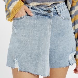 Asymmetrical denim skort